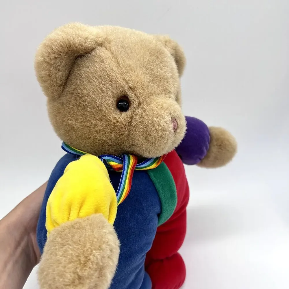 Vintage Eden Primary Colors Bear Stuffed Animal 80's Plush Rainbow Teddy 13
